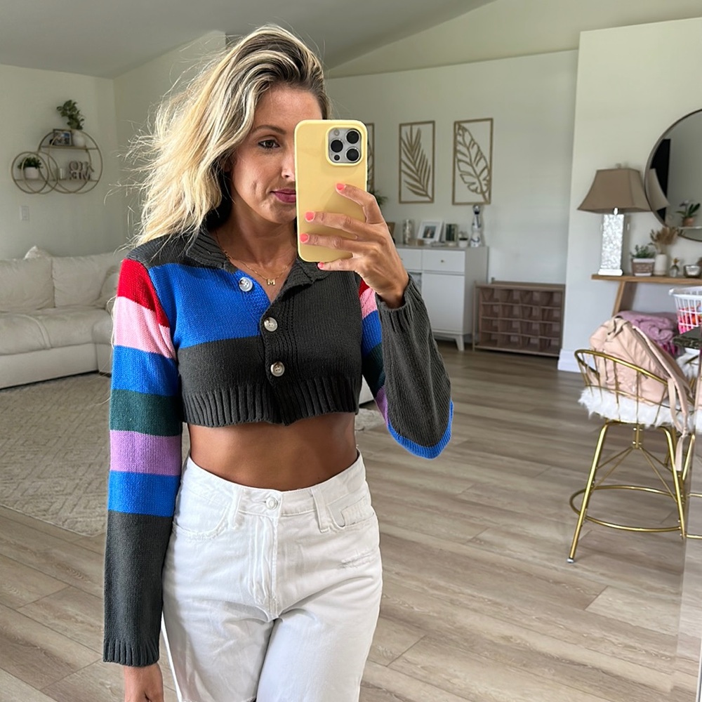 Striped cropped sweater